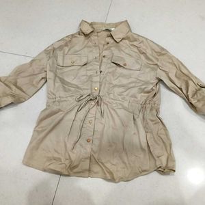 Beige Utility Shirt Dress