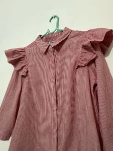 Striped Ruffle Shoulder Blouse