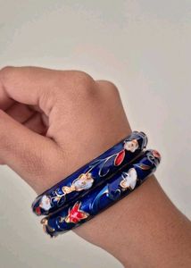 Enamel Floral Bangles - Stack of 2