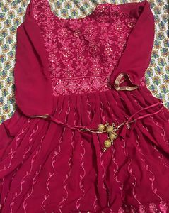 Elegant Pink Anarkali Kurta Set