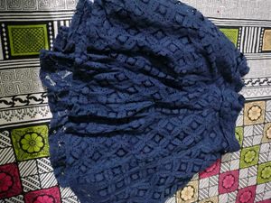 Navy Blue Lace Mini Skirt