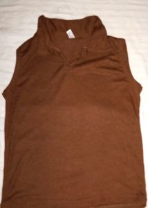Brown Sleeveless Polo Shirt