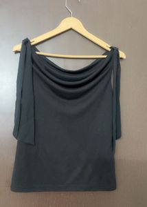 Chic Black Tie-Shoulder Top