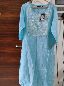 Light Blue Embroidered Kurti