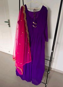 Purple Gown With Pink Dupptta