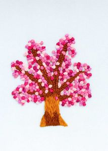 Hand Embroidered Cherry Blossom Tree Art
