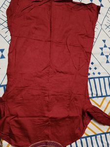 Styves Women Red Sequin Embroidery Cotton Kurta