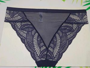 [800]Elegant Navy Blue Lace Thong Panties