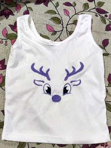 Cute White Sleeveless Tank Top with Reindeer Desig