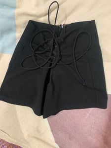 Lace-Up Black Shorts
