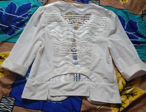 Elegant White Lace Detail Jacket