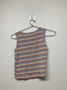 tri color stirpes on lavender tank