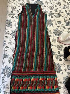 Multi Colour Cotton Kurta With Margin Inside