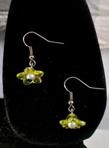 Handmade Beaded Flower Earrings - Yellow