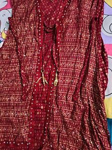 Maroon Dress with Gold Embroidery