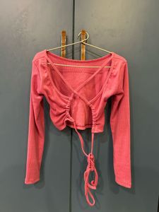 Pink Backless Crop Top