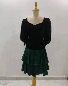 Velvet &amp; Green Party Dress