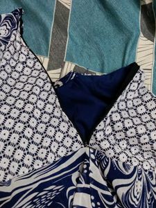White And Navy Blue Top