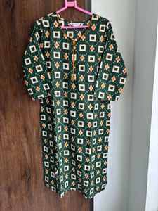 Green Printed Kurta