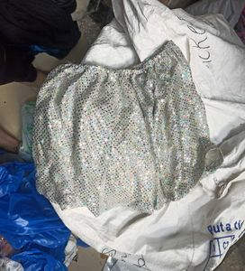 flared silver club skirt