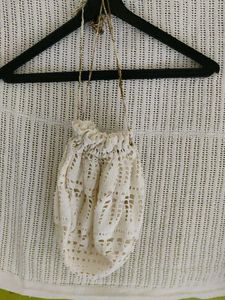 Vintage Crochet Drawstring Pouch