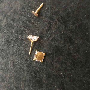 22C Pure Gold Square Dimond Stud Earrings