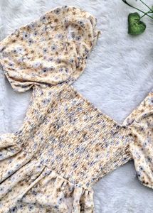 H&amp;M Smocked Floral Dress
