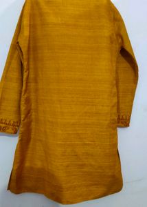 Embroidered Mustard Kurta With Pyjama