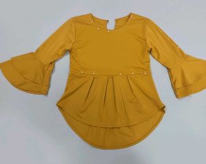Mustard Flared Sleeve Top