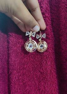 Bow Accent Circle Drop Earrings