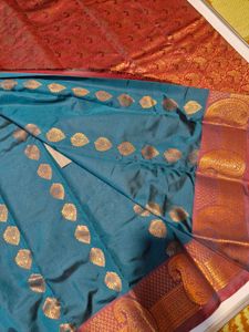 Elegant Teal &amp; Red Saree