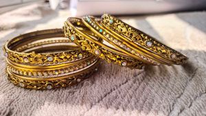 Metal. Bangles With Stone Work