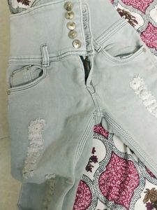 Ripped High-Waisted Denim Shorts