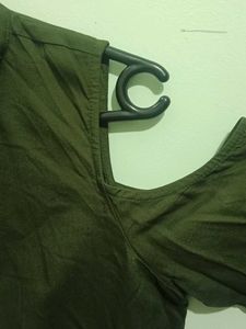 Green Cold Shoulder Top