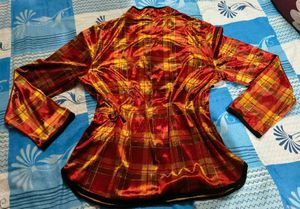 Velvet Two piece combo Of Plaid skirt dress