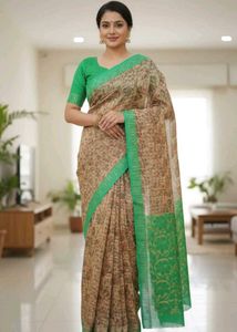 Floral green saree