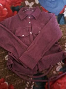 Corduroy Top with Drawstring Detail