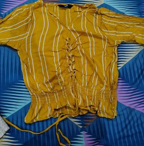 Striped Lace-Up Blouse
