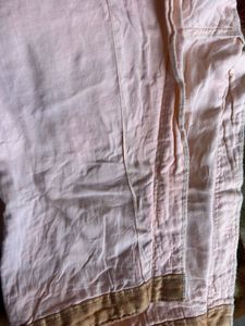 Peach Kota Checks Chikankari Embroidered Kurta