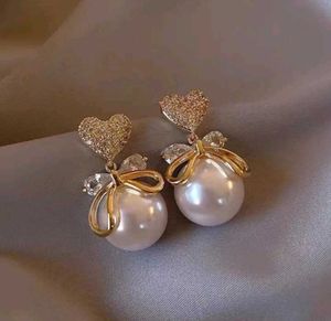 Pearl Heart Dangle Earrings