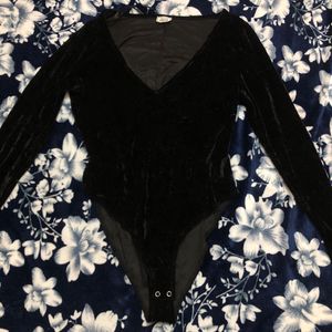 Black Velvet Long Sleeve Bodysuit