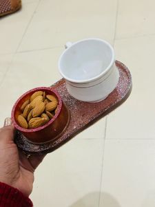 resin  Oval tray with box to organize jewelr