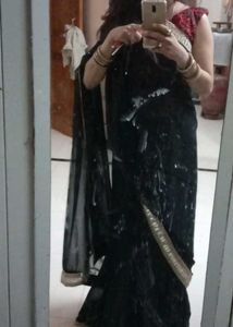 Black Red Party Wear Saree