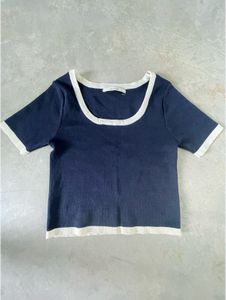 Navy & White Trim Top