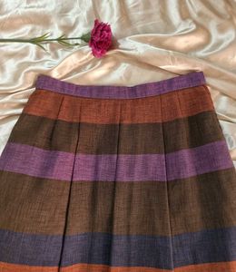 Vintage Striped Pleated Skirt