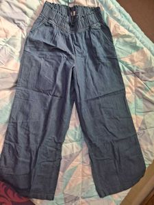Blue Denim Drawstring Waist Pants