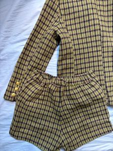 matching tweed blazer and shorts