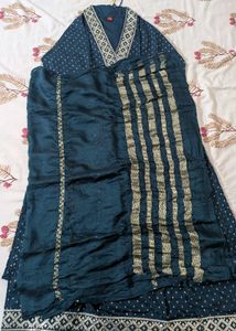 Bottle Green Kurta Palazzo Set With Dupatta