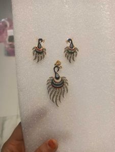 Peacock Pendant and Earring Set