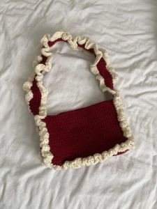 Crochet Ruffle Shoulder Bag